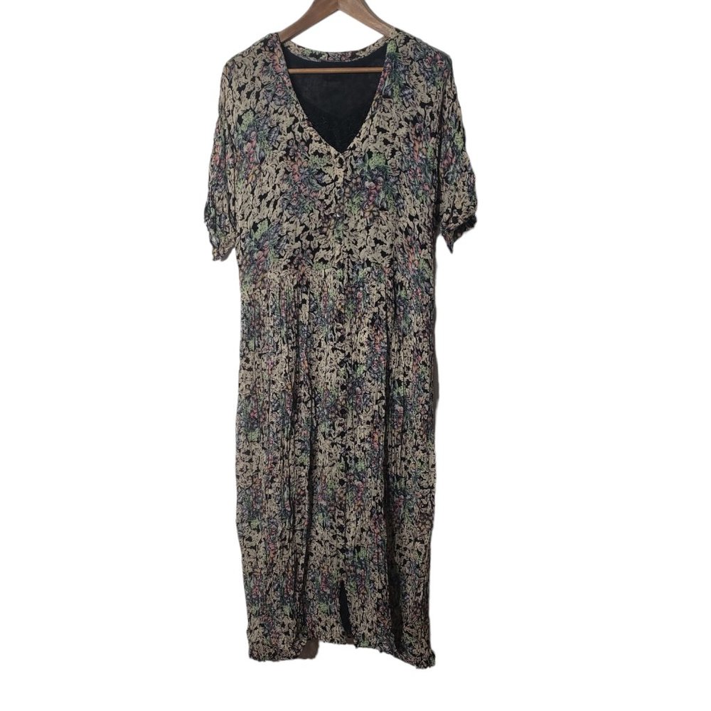 Vintage maxi length dress, short sleeves, lined